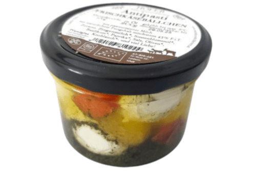 Bio Frischkäsebälle in Öl Antipasti